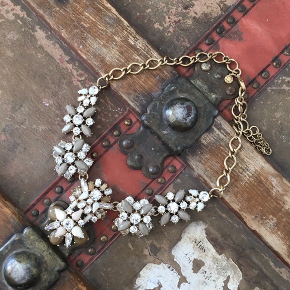 J. Crew Statement Necklace Rhinestone Neutrals - Picture 4 of 5